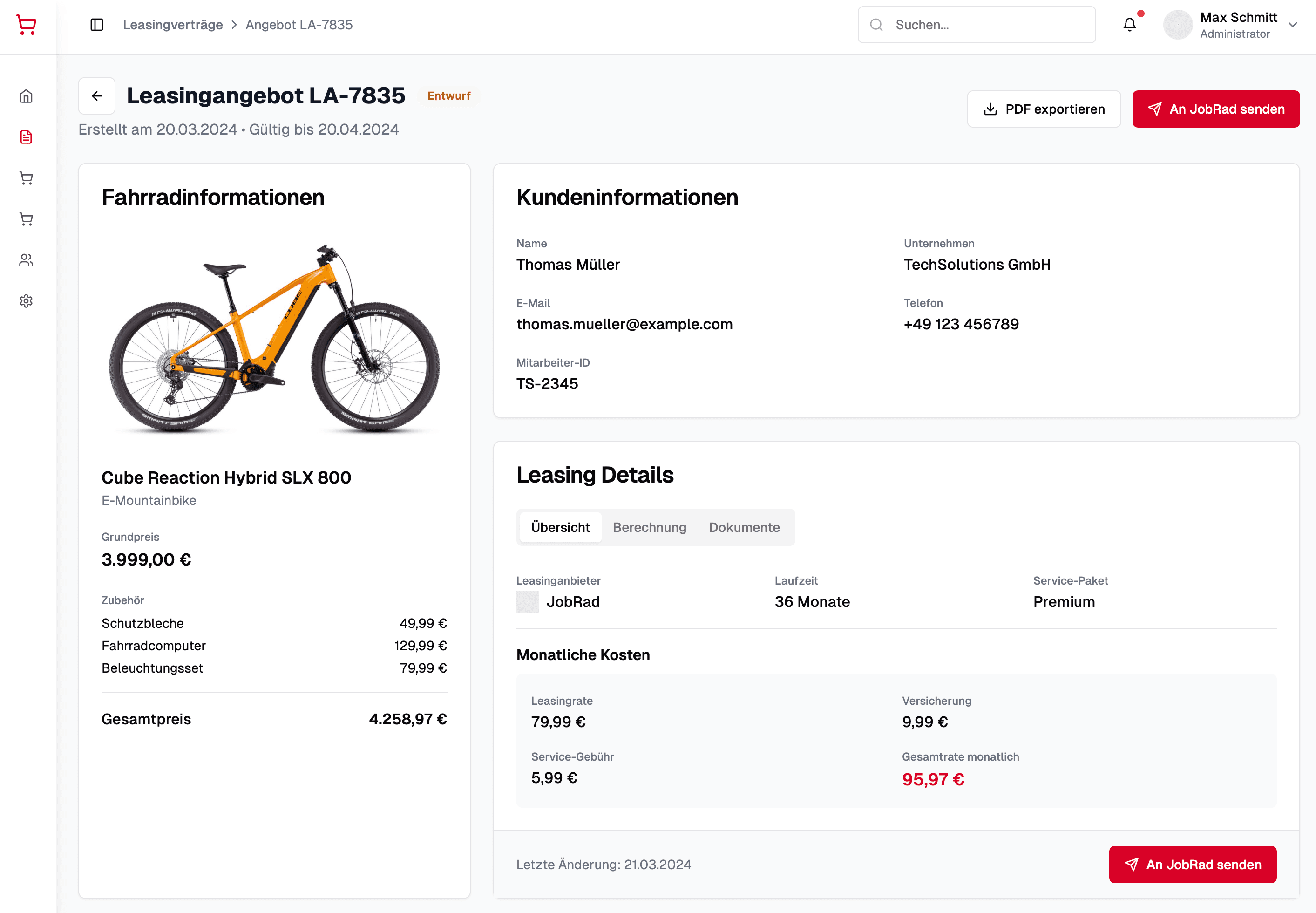 Fahrrad Emporon ERP-System mit integrierter Leasing-Funktionalität